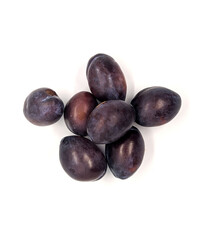 plums. plums on a white background top view