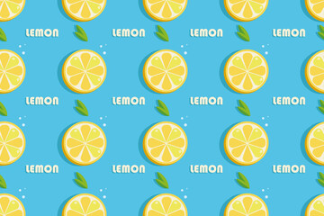 
seamless pattern with lemon, bright, colorful, summer background, tropical fruit, juicy vector graphics,