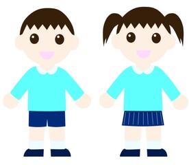 笑っているスモックを着た子供