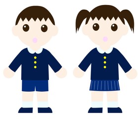 困った顔をした制服を着た子供