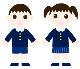 笑っている制服を着た子供
