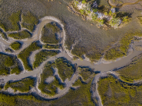 Aerial photography of low country marsh