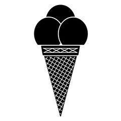 Ice cream in waffle cone, vector illustration
