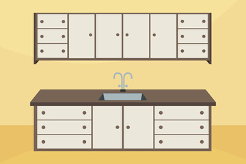 Modern kitchen cabinets illustration flat design