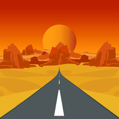 Fototapeta na wymiar Desert landscape with road and mountains