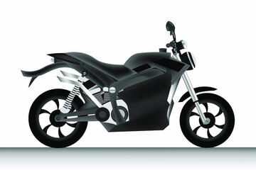 Realistic black motorcycle on white background