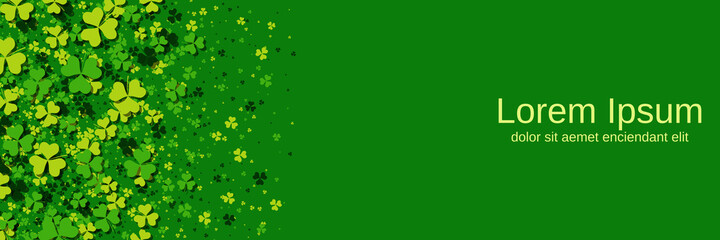 St.Patrick's Day green vector background with clover leaves 