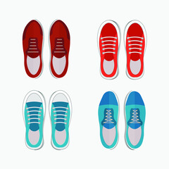 Men shoes top view with blue and red colors