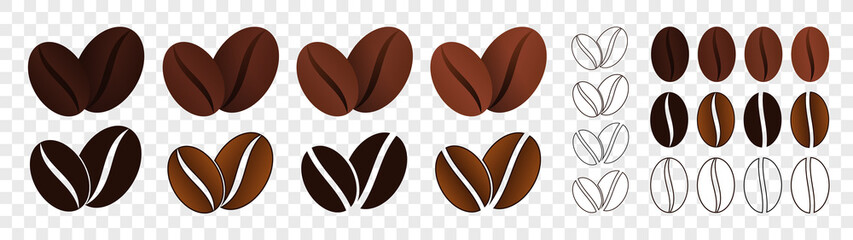 Coffee beans shapes Mega pack in Checkerboard BG