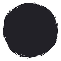 Round circle made with black brush strokes, Vector Illustration