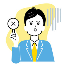 スーツ姿の男性が評価するイラスト素材