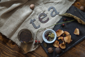 dried fruits and green tea
