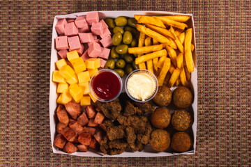 A tray full of different types of snacks