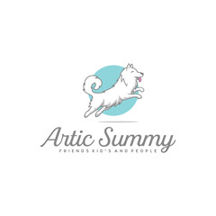 Dog jumping Logo design vector template