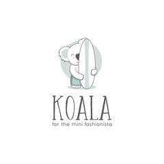 Koala Logo cute and simple design,cute koala playing surfing © alexander 137