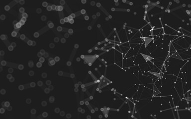 Abstract background. Molecules technology with polygonal shapes, connecting dots and lines. Connection structure. Big data visualization.