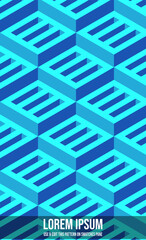 Vector seamless isometric pattern, 3d cubes abstract background, fantastic city geometry