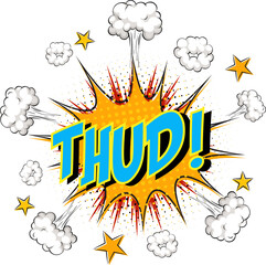 Word Thud on comic cloud explosion background