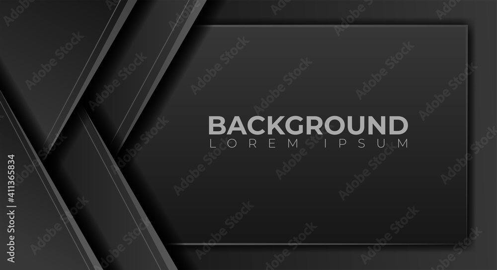 Poster black metal background vector overlapping layer on dark space for design background. modern headline