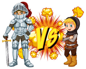 Two knight fighting each other on white background
