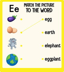 Match the picture to the word worksheet for children