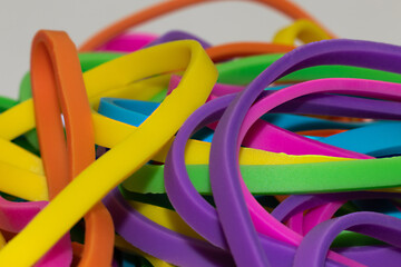 close up of colorful bands
