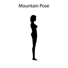 Mountain pose yoga workout silhouette. Healthy lifestyle vector illustration