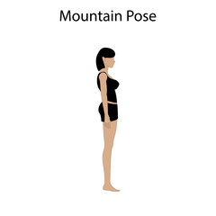 Mountain pose yoga workout. Healthy lifestyle vector illustration