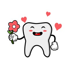 cute tooth cartoon mascot character