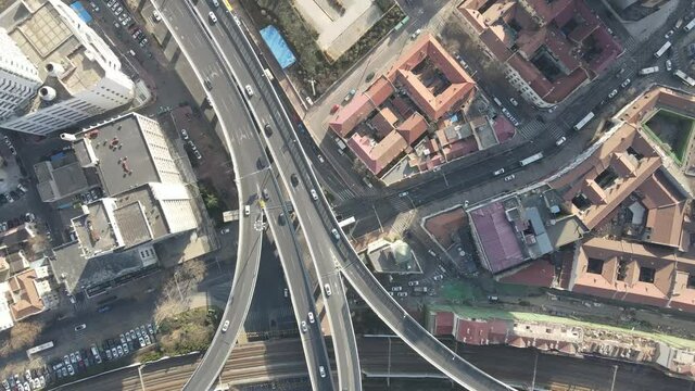 Aerial photography of Qingdao old city scenery and overpass