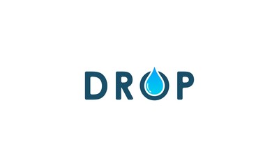 water drop logo on writing or typography