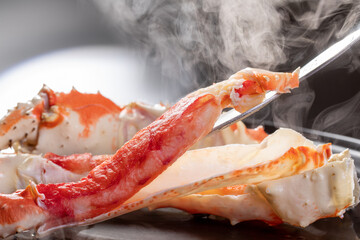 茹で上がったタラバガニ