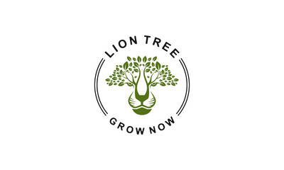 logo illustration of a lion tree that reflects the courage to keep growing, because the lion tends to depict courage and the tree depicts growth