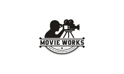 movie works logo studio in white background