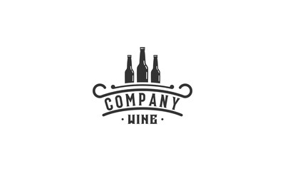 Simple Vintage Floral / Victorian Wine Logo design inspiration in white background