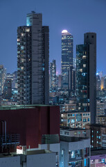 Night scenery of skyline of downtown district of Hong Kong city