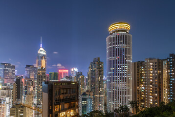 Fototapeta na wymiar Skyline of downtown of Hong Kong city at night