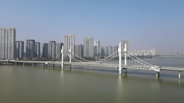 Aerial photography of famous European bridge highway landscape in Zhuhai