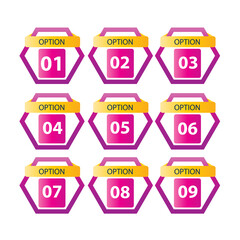 Set number option label vector temple design illustration