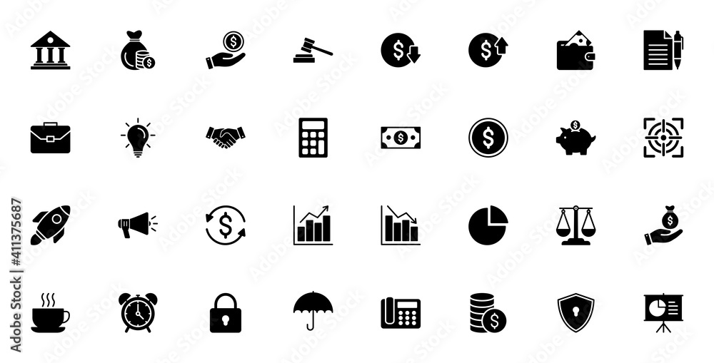 Poster business and finance icon set. for computer, web and mobile apps