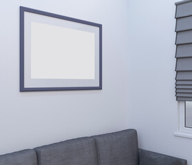 Mockup photo frame in the apartment 3d rendering