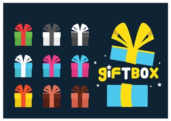 Gift box flat design vector set
