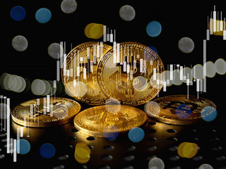 Stack of money coin with forex trading graph, financial investment concept use for background
