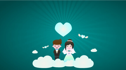 Romantic Couple Wedding Card  Valentine  vector