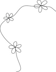 a continuous line illustration of an interconnected five-leaf flower