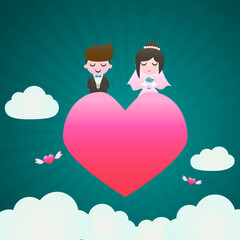 Romantic Couple Wedding Card  Valentine  vector