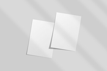 Realistic blank A4 flyer brochure for mockup. Paper or poster illustration. 3D Render.