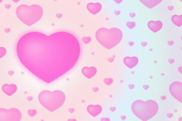 Red hearts for Valentine's Day on pastel color background, isolated. image