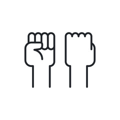 Fist raised up, strong arm line icon. Outline style sign for web and app. Fist hand up gesture vector illustration on white background. Power, solidarity and freedom concept. EPS 10