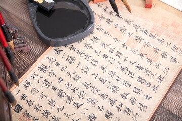 Chinese calligraphy works and brush inkstones and other related articles